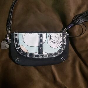 Luella Black and White Skull Clutch